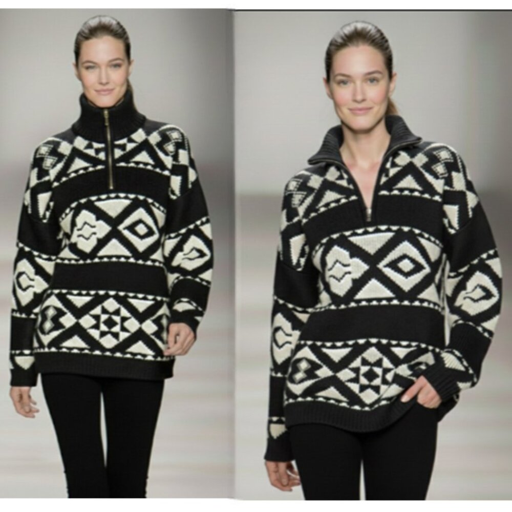 Vintage The Bay" 100% Lambswool OVERSIZED Nordic Tribal Heritage Sweater-90s- M